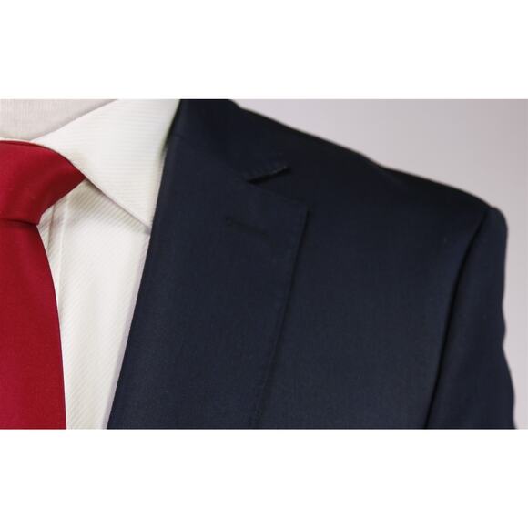 Zara Men's Navy Blue Sharkskin Shiny 2-Btn Slim Fit Suit 38R - Picture 4 of 10